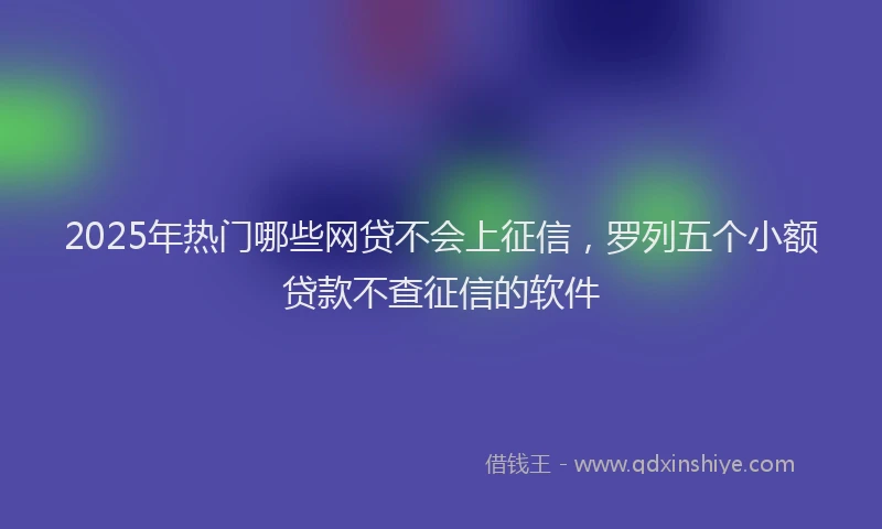 2025年热门哪些网贷不会上征信，罗列五个小额贷款不查征信的软件