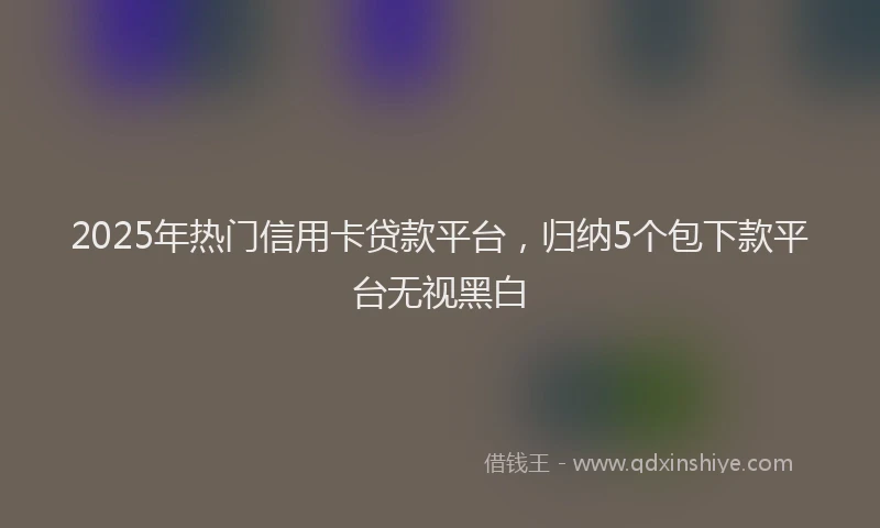 2025年热门信用卡贷款平台，归纳5个包下款平台无视黑白