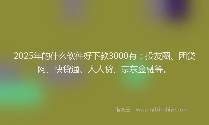 2025年的什么软件好下款3000有：投友圈、团贷网、快贷通、人人贷、京东金融等。