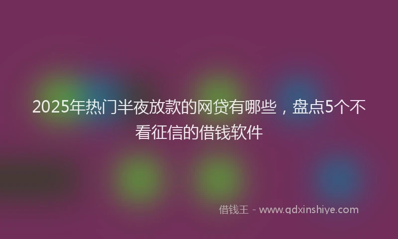 2025年热门半夜放款的网贷有哪些，盘点5个不看征信的借钱软件