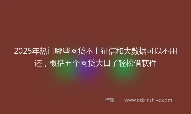 2025年热门哪些网贷不上征信和大数据可以不用还，概括五个网贷大口子轻松借软件