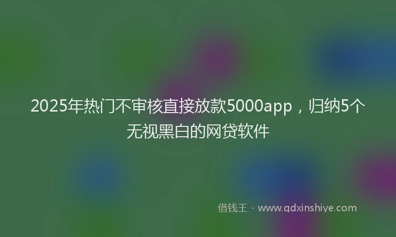 2025年热门不审核直接放款5000app，归纳5个无视黑白的网贷软件