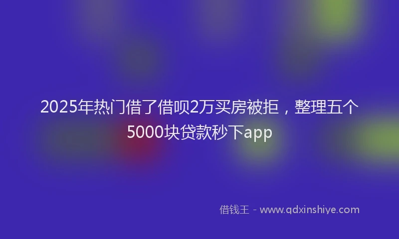 2025年热门借了借呗2万买房被拒，整理五个5000块贷款秒下app