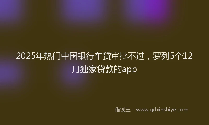 2025年热门中国银行车贷审批不过，罗列5个12月独家贷款的app