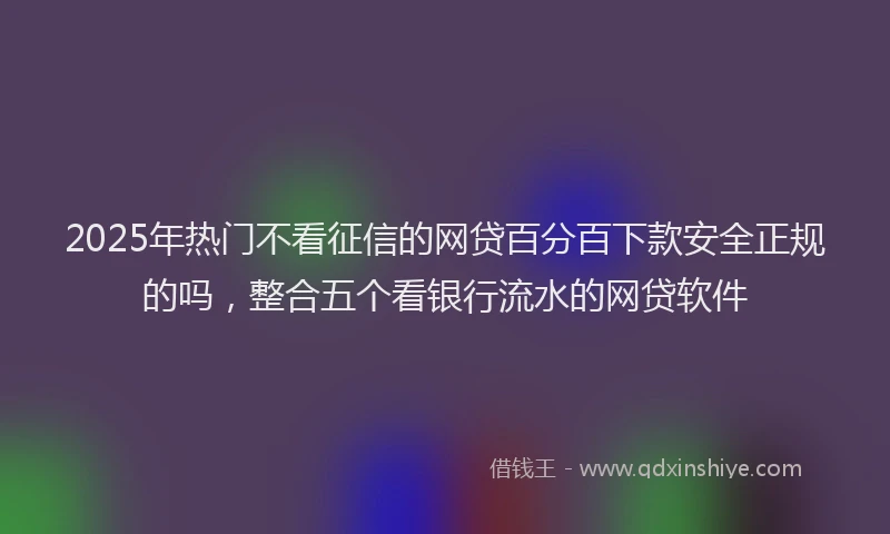 2025年热门不看征信的网贷百分百下款安全正规的吗，整合五个看银行流水的网贷软件