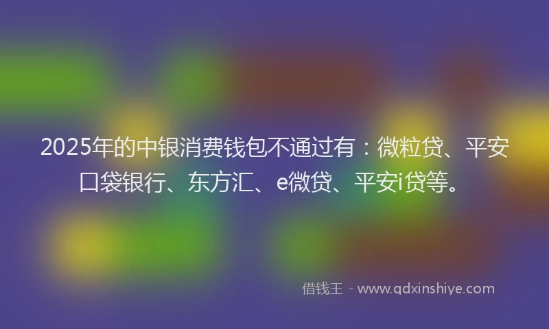 2025年的中银消费钱包不通过有：微粒贷、平安口袋银行、东方汇、e微贷、平安i贷等。