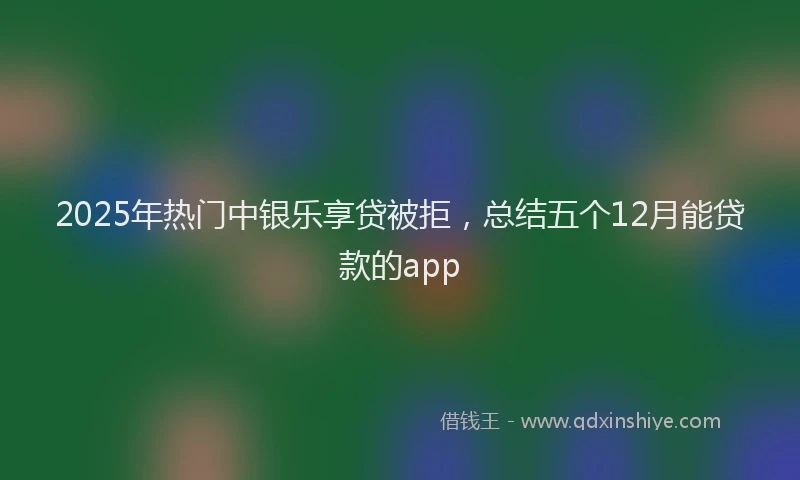 2025年热门中银乐享贷被拒，总结五个12月能贷款的app