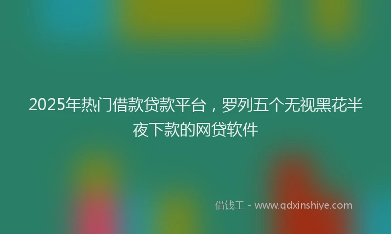 2025年热门借款贷款平台，罗列五个无视黑花半夜下款的网贷软件