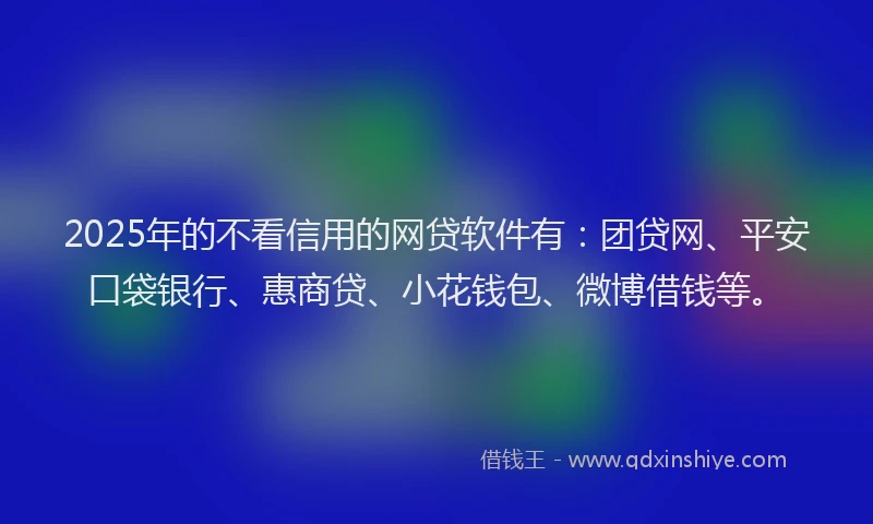 2025年的不看信用的网贷软件有：团贷网、平安口袋银行、惠商贷、小花钱包、微博借钱等。
