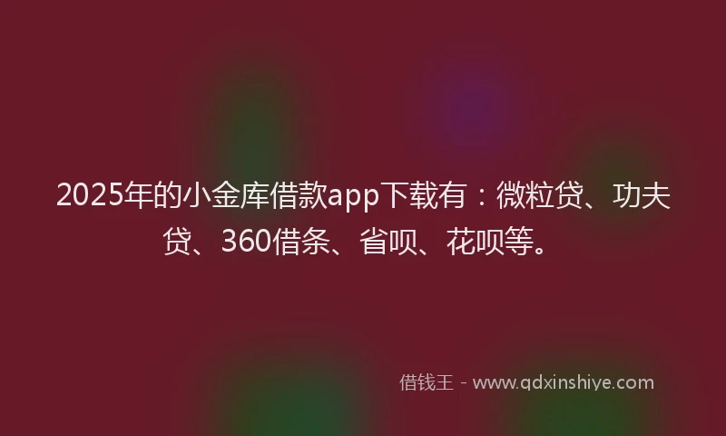 2025年的小金库借款app下载有：微粒贷、功夫贷、360借条、省呗、花呗等。