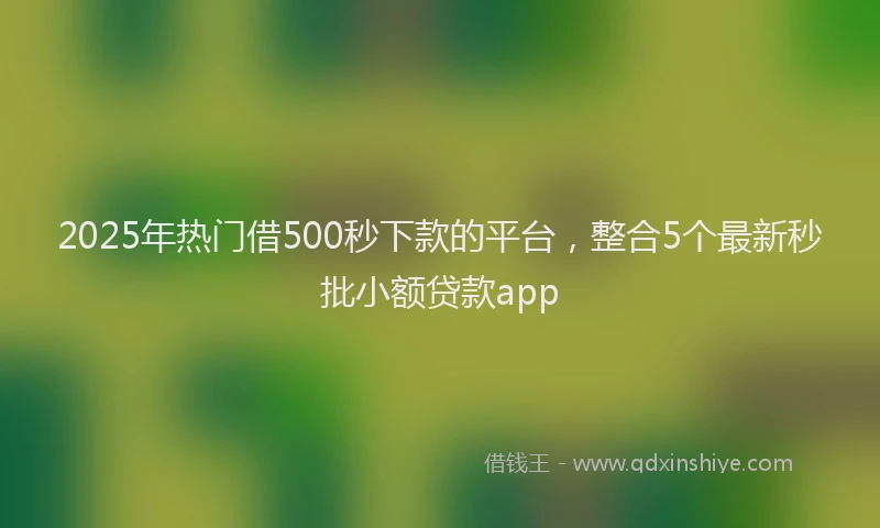 2025年热门借500秒下款的平台，整合5个最新秒批小额贷款app