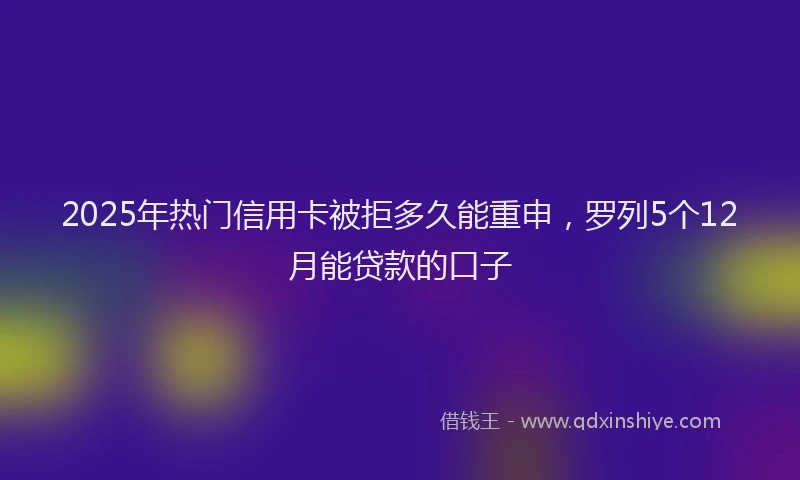 2025年热门信用卡被拒多久能重申，罗列5个12月能贷款的口子