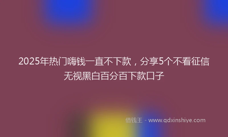 2025年热门嗨钱一直不下款，分享5个不看征信无视黑白百分百下款口子