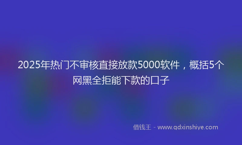 2025年热门不审核直接放款5000软件，概括5个网黑全拒能下款的口子