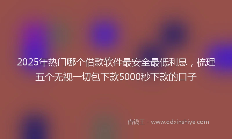 2025年热门哪个借款软件最安全最低利息，梳理五个无视一切包下款5000秒下款的口子