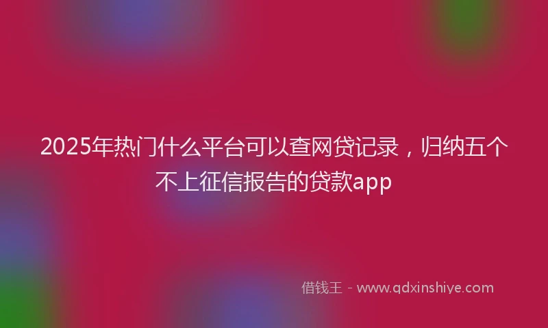 2025年热门什么平台可以查网贷记录，归纳五个不上征信报告的贷款app