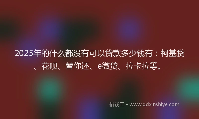 2025年的什么都没有可以贷款多少钱有：柯基贷、花呗、替你还、e微贷、拉卡拉等。