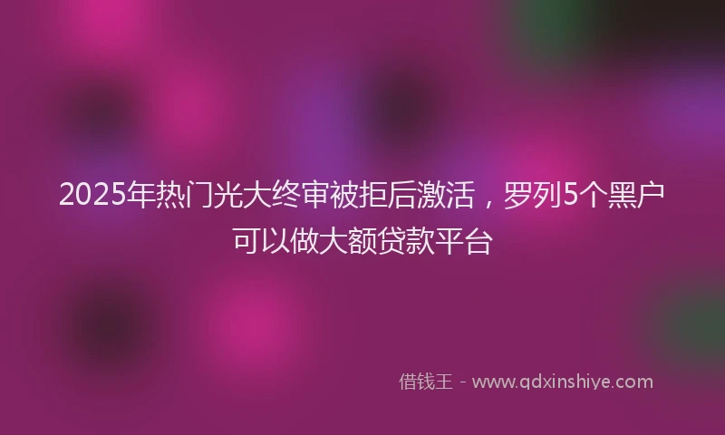 2025年热门光大终审被拒后激活，罗列5个黑户可以做大额贷款平台