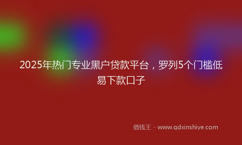 2025年热门专业黑户贷款平台，罗列5个门槛低易下款口子