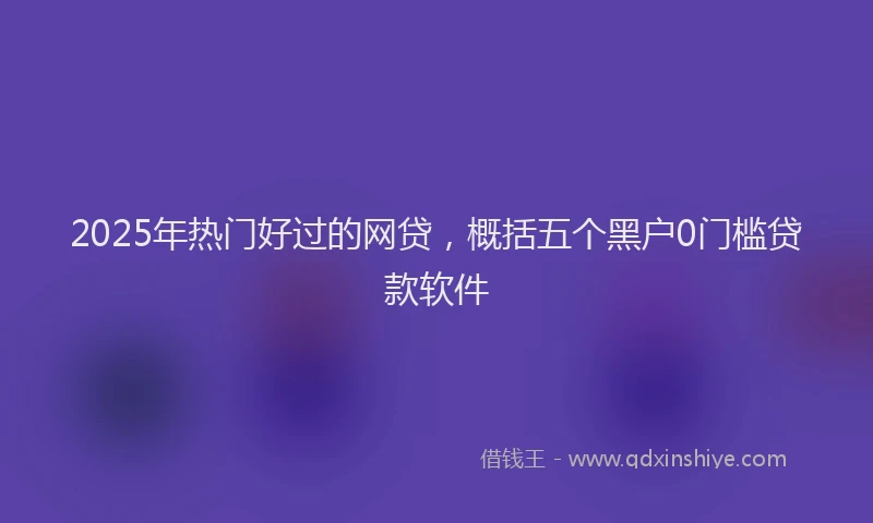 2025年热门好过的网贷，概括五个黑户0门槛贷款软件
