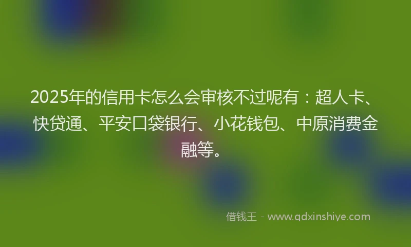 2025年的信用卡怎么会审核不过呢有：超人卡、快贷通、平安口袋银行、小花钱包、中原消费金融等。
