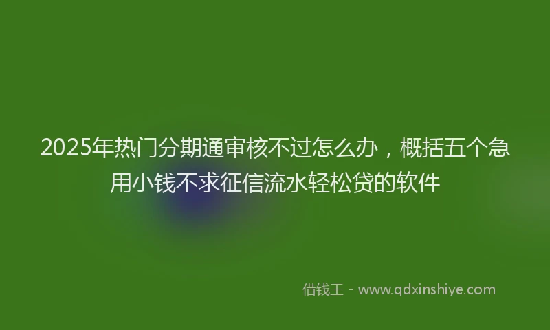 2025年热门分期通审核不过怎么办，概括五个急用小钱不求征信流水轻松贷的软件