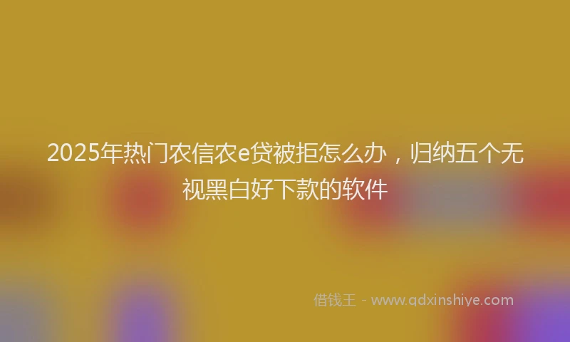 2025年热门农信农e贷被拒怎么办，归纳五个无视黑白好下款的软件