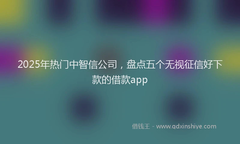 2025年热门中智信公司，盘点五个无视征信好下款的借款app