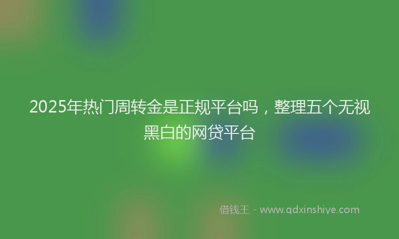 2025年热门周转金是正规平台吗，整理五个无视黑白的网贷平台
