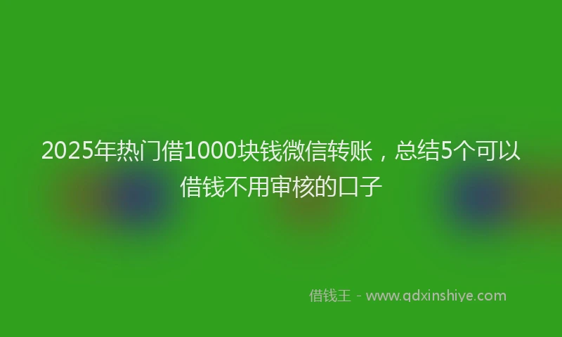 2025年热门借1000块钱微信转账，总结5个可以借钱不用审核的口子