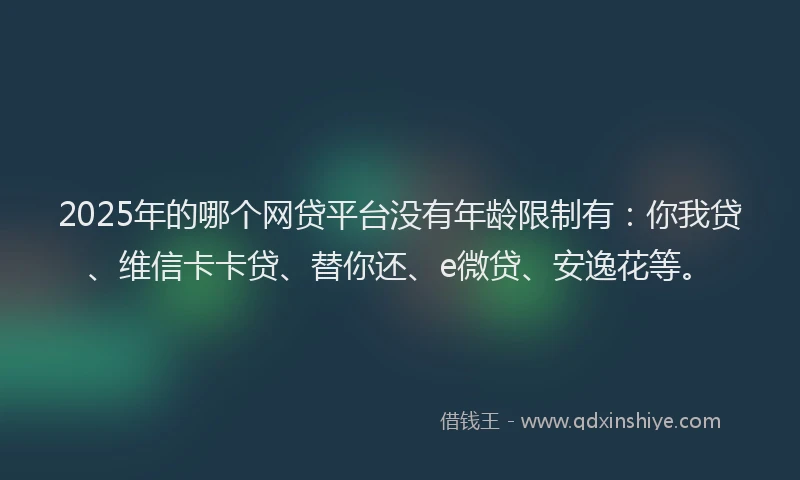 2025年的哪个网贷平台没有年龄限制有：你我贷、维信卡卡贷、替你还、e微贷、安逸花等。