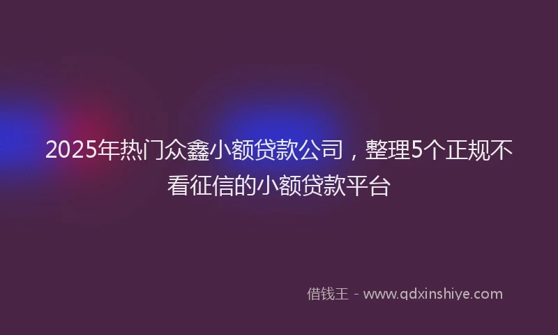 2025年热门众鑫小额贷款公司，整理5个正规不看征信的小额贷款平台