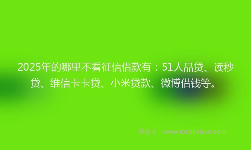 2025年的哪里不看征信借款有：51人品贷、读秒贷、维信卡卡贷、小米贷款、微博借钱等。