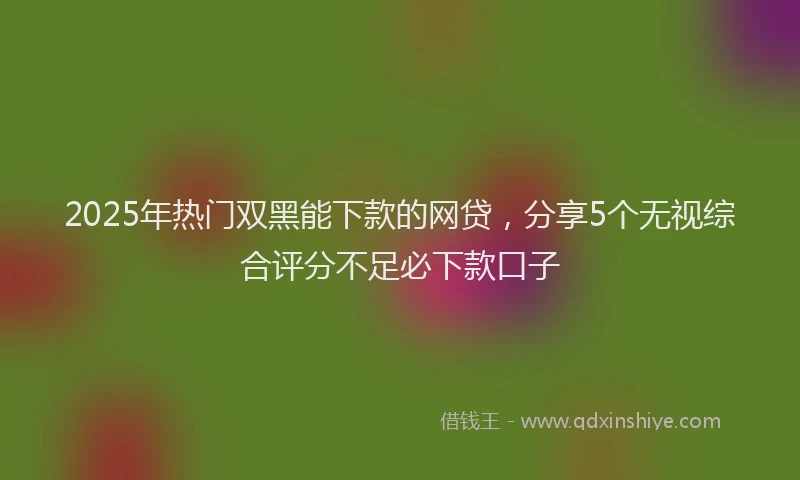 2025年热门双黑能下款的网贷，分享5个无视综合评分不足必下款口子