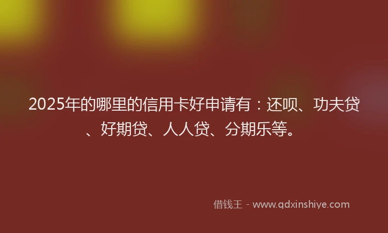 2025年的哪里的信用卡好申请有：还呗、功夫贷、好期贷、人人贷、分期乐等。