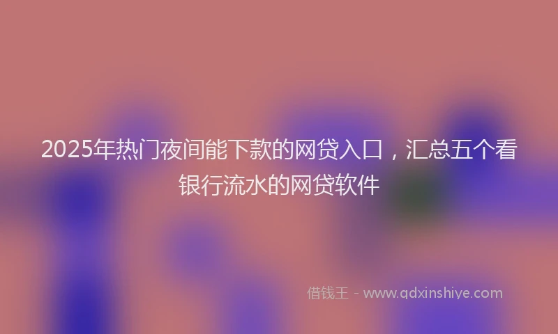 2025年热门夜间能下款的网贷入口，汇总五个看银行流水的网贷软件