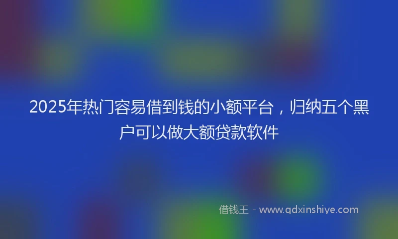 2025年热门容易借到钱的小额平台，归纳五个黑户可以做大额贷款软件