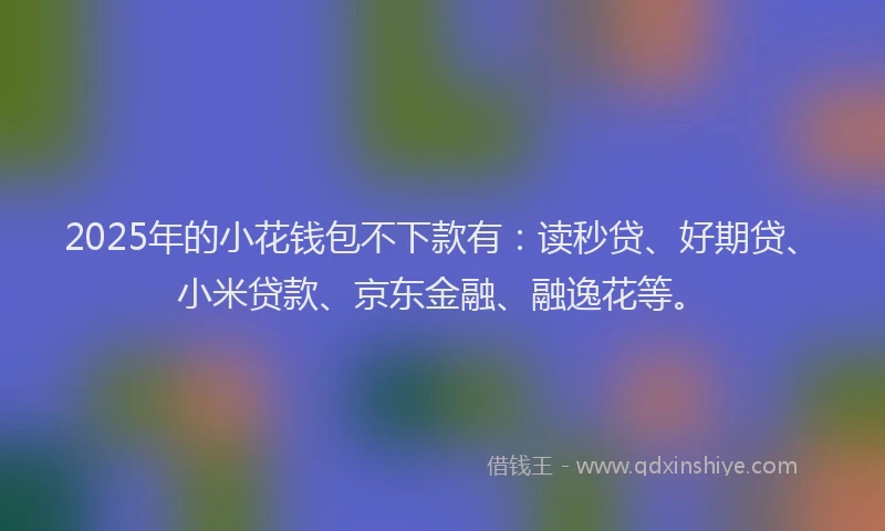 2025年的小花钱包不下款有：读秒贷、好期贷、小米贷款、京东金融、融逸花等。