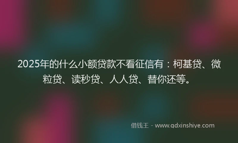 2025年的什么小额贷款不看征信有：柯基贷、微粒贷、读秒贷、人人贷、替你还等。