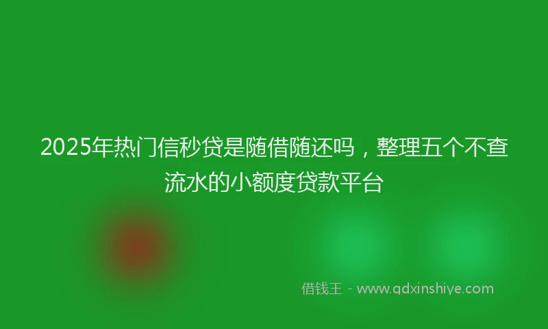 2025年热门信秒贷是随借随还吗，整理五个不查流水的小额度贷款平台