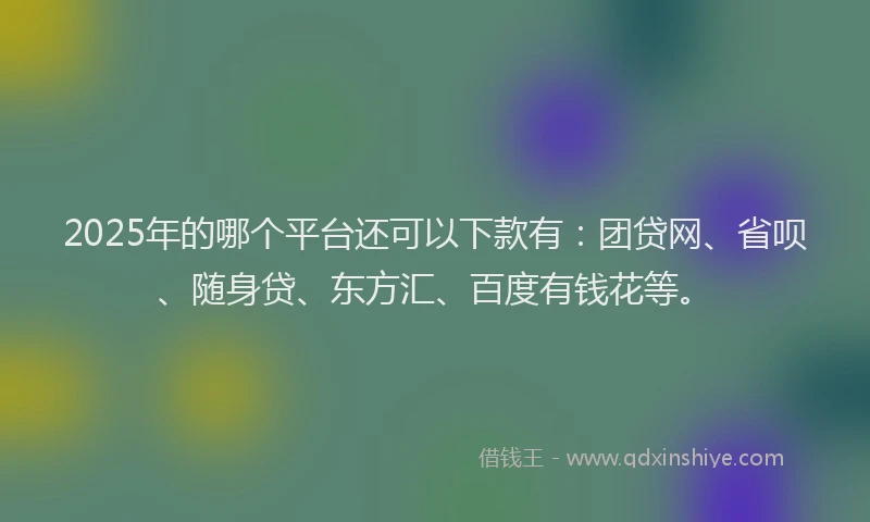 2025年的哪个平台还可以下款有：团贷网、省呗、随身贷、东方汇、百度有钱花等。