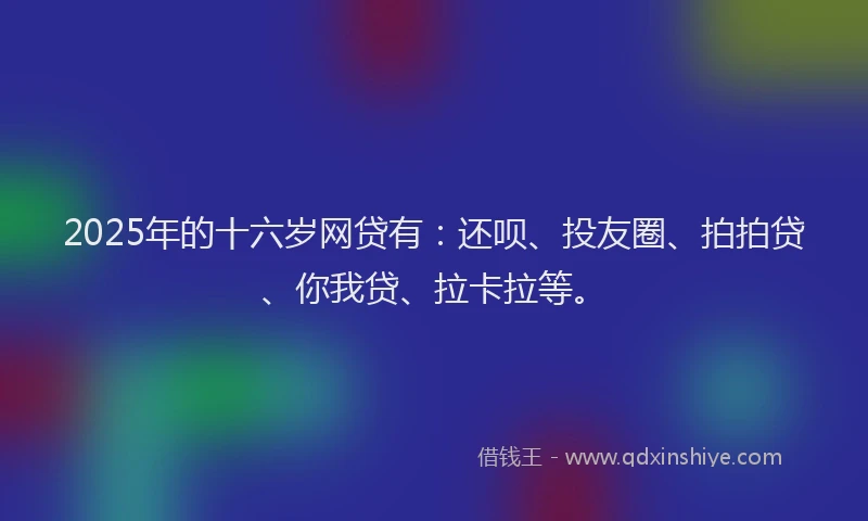 2025年的十六岁网贷有：还呗、投友圈、拍拍贷、你我贷、拉卡拉等。