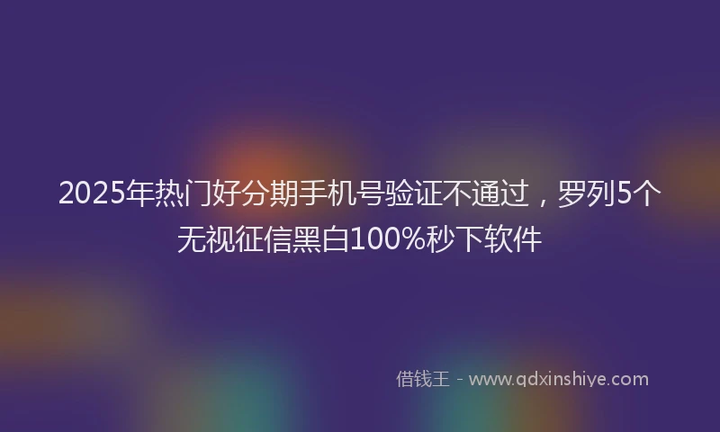 2025年热门好分期手机号验证不通过，罗列5个无视征信黑白100%秒下软件
