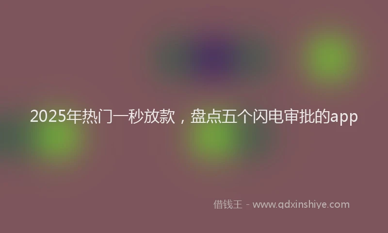 2025年热门一秒放款，盘点五个闪电审批的app