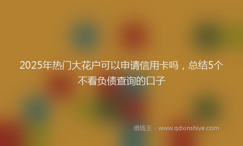 2025年热门大花户可以申请信用卡吗，总结5个不看负债查询的口子