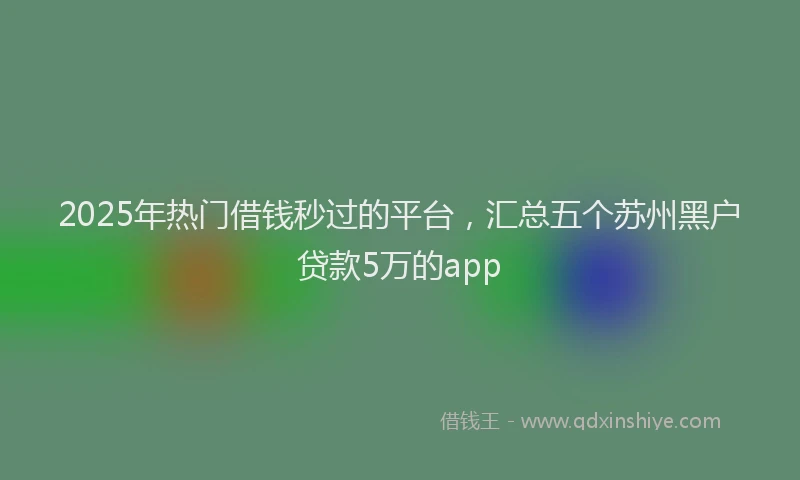 2025年热门借钱秒过的平台，汇总五个苏州黑户贷款5万的app