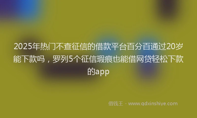 2025年热门不查征信的借款平台百分百通过20岁能下款吗，罗列5个征信瑕疵也能借网贷轻松下款的app