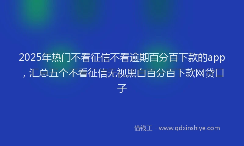 2025年热门不看征信不看逾期百分百下款的app，汇总五个不看征信无视黑白百分百下款网贷口子