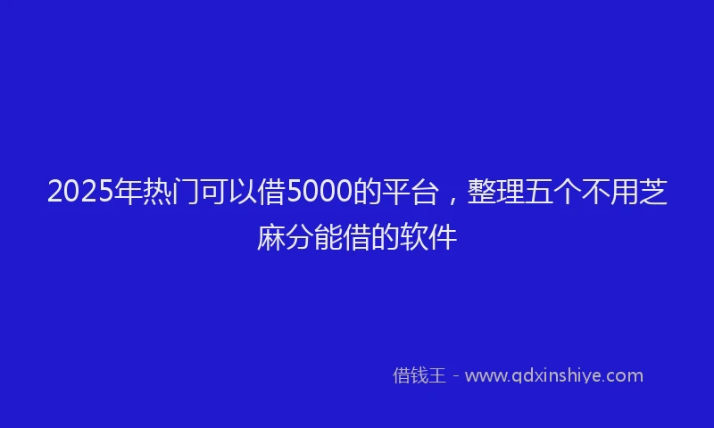 2025年热门可以借5000的平台，整理五个不用芝麻分能借的软件