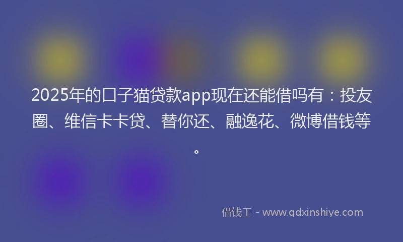 2025年的口子猫贷款app现在还能借吗有：投友圈、维信卡卡贷、替你还、融逸花、微博借钱等。